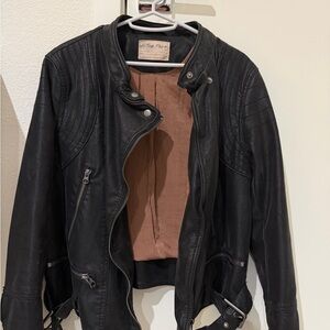 Free People Black Vegan Leather Jacket